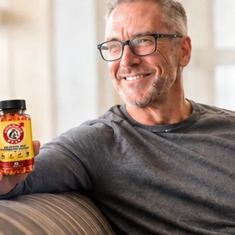 SodaHorsePeak customer holding the male performance gummies bottle at home